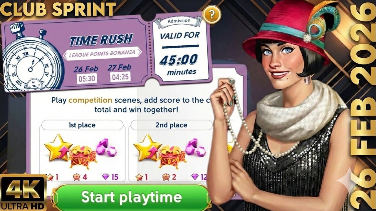 JUNE'S JOURNEY TIME RUSH COMPETITION 26 FEB 2026 CLUB SPRINT (League points bonanza) 4K HD 