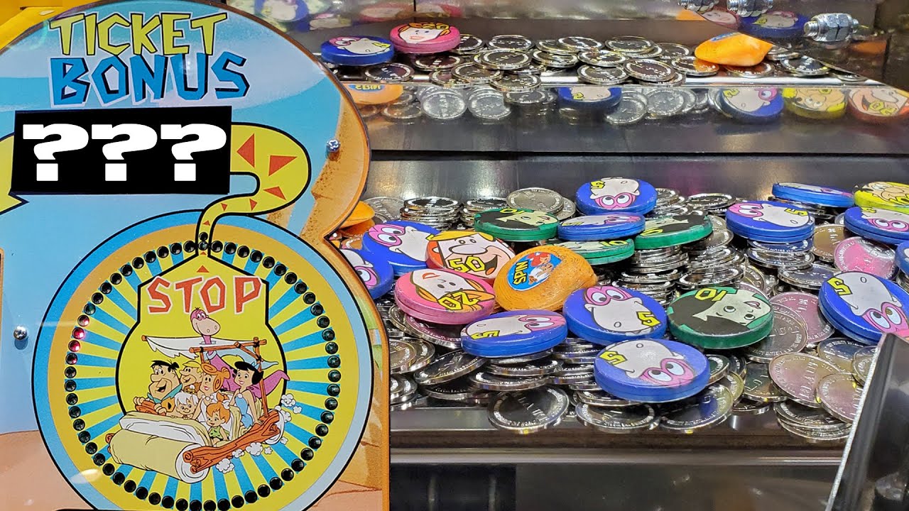 WINNING ALL THE BONUSES! Flintstone Coin Pusher at Circus Circus Las Vegas