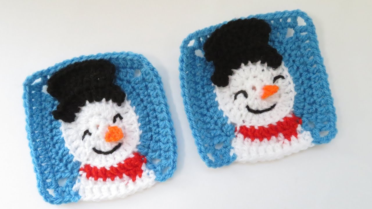 Snowman Granny Square - How to Crochet