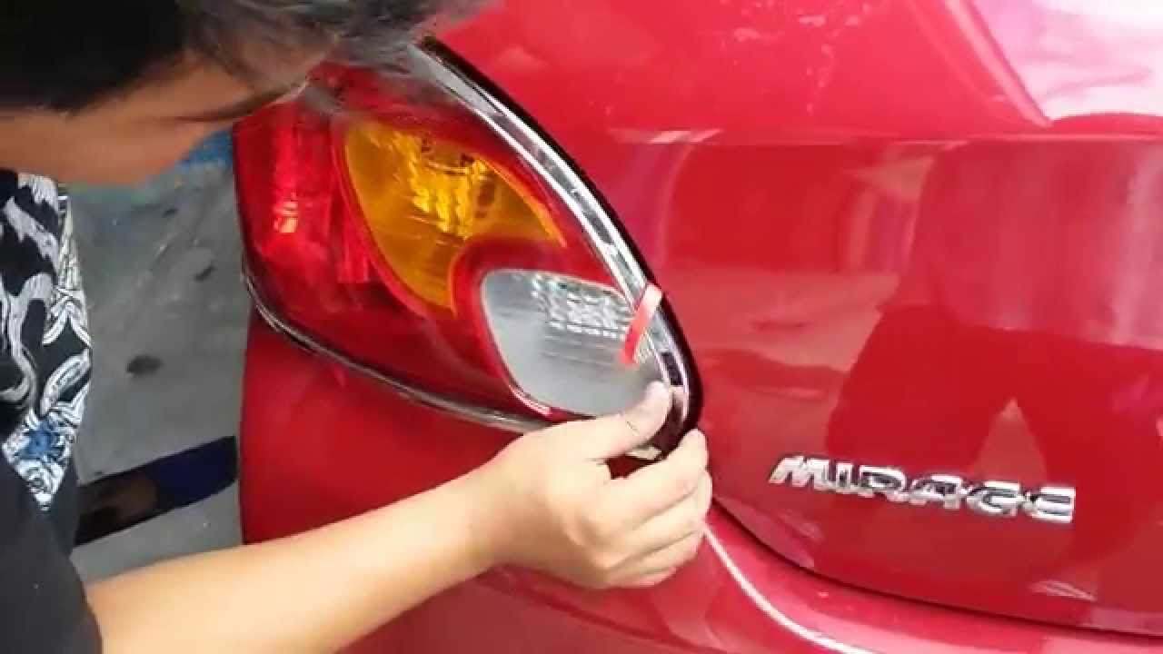 mirage hatchback tail light chrome cover installation