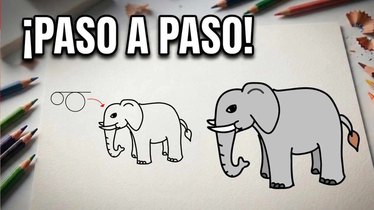 Dibujo de elefante paso a paso | Tutorial para todos