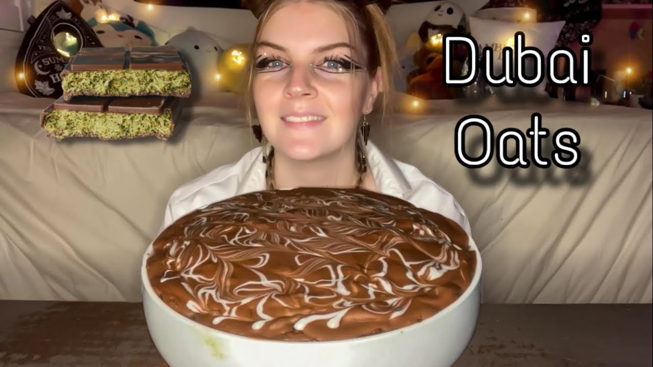 VIRAL DUBAI CHOCOLATE OATMEAL MUKBANG! (Vegan) (No Talking)