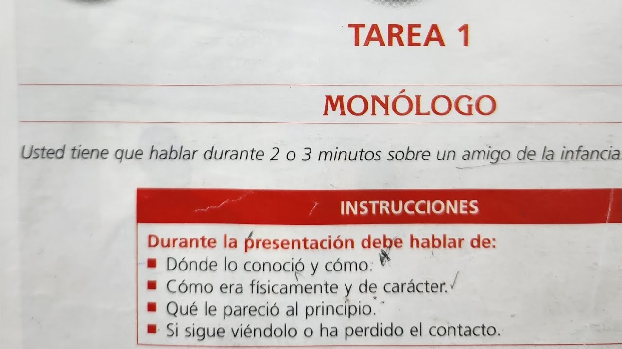 DELE A2. Tarea oral, examen 1.