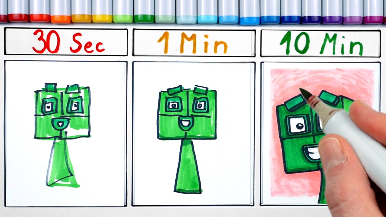 Drawing FOUR, but ONLY 30 Seconds vs 1 Minute vs 10 Minutes (My Sprunki OC)