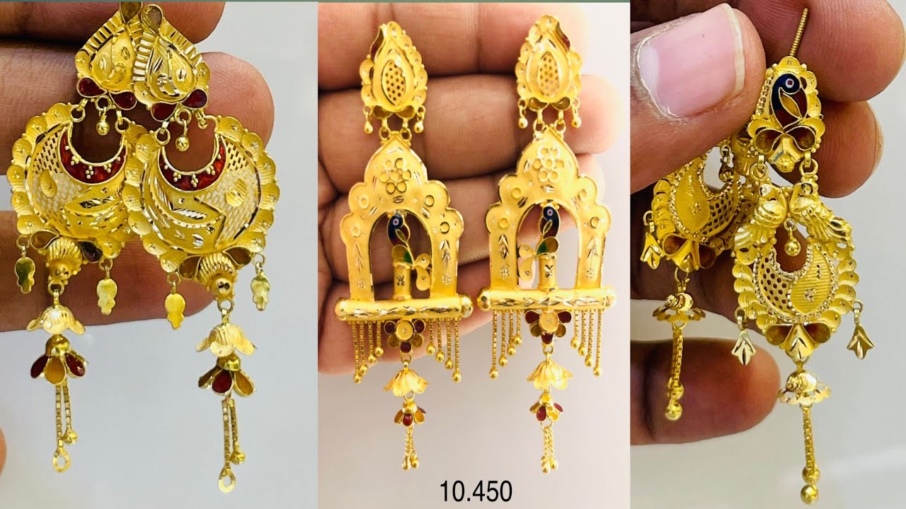 Beautiful gold earrings design|jhala design#trending#latest#mystatusgold