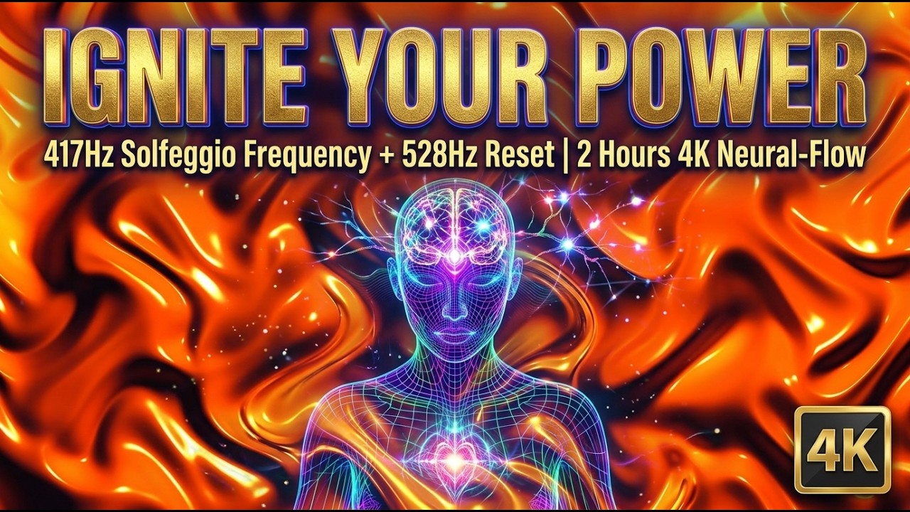 IGNITE YOUR POWER | 417Hz Solfeggio Frequency + 528Hz Reset | 2 Hours 4K Neural-Flow Molten Gold