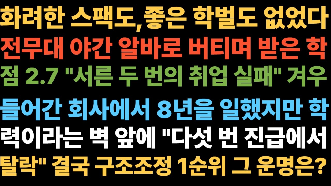 꺼지지않는불빛 전문대 졸업, 학점 2.7, 32번 취업 실패, 8년 만에 해고. 그래도 멈추지 않은 남자는 결국 어디에 서게 됐을까.