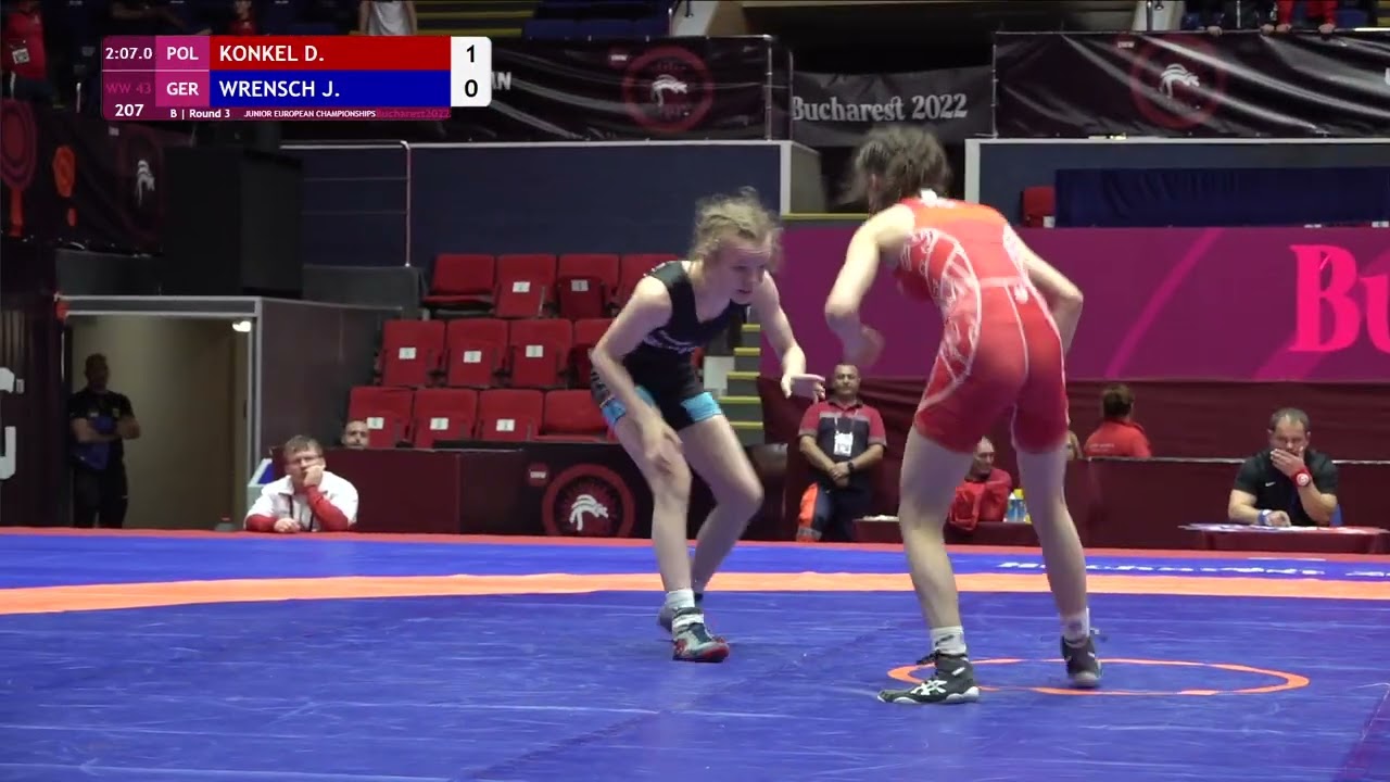 Round 3 WW - 43 kg: D. KONKEL (POL) v. J. WRENSCH (GER)