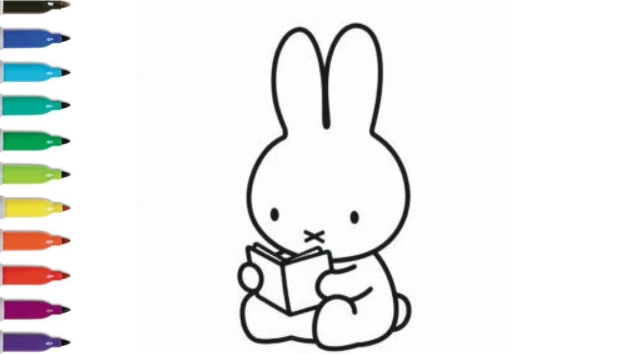 Miffy with Book Drawing, Painting & Coloring For Kids and Toddlers_ Kids Art  📚