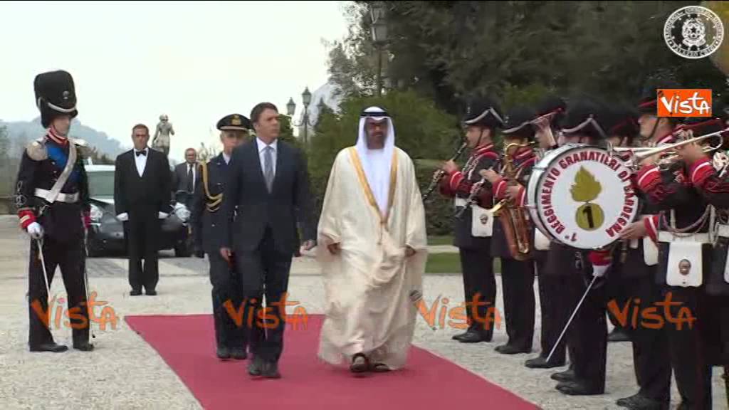 RENZI RICEVE LO SCEICCO DEGLI EMIRATI ARABI IMMAGINI 21-10-14