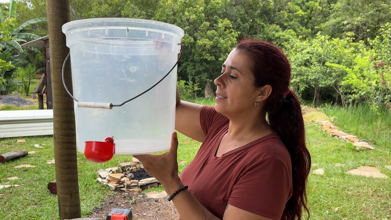 COMO FICOU A INSTALAÇÃO do BEBEDOURO AUTOMÁTICO das GALINHAS com CHUVA FORTE