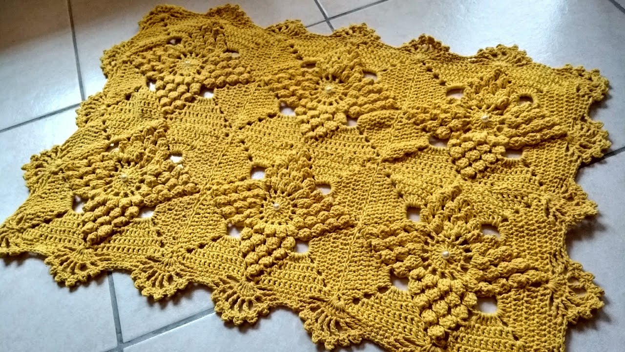 Tapete de Crochê Retangular  em Ponto Pipoca ♡ By Vanessa Silva