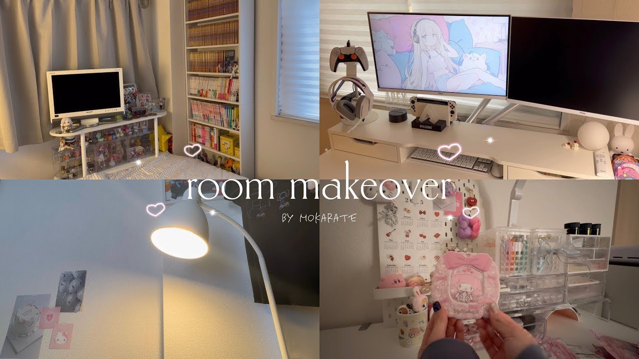 [room makeover] オタクゲーマーの部屋づくり⋆ ౨ৎ˚ ⟡˖ ࣪  desk setup   ホワイトインテリア  サンリオグッズ開封