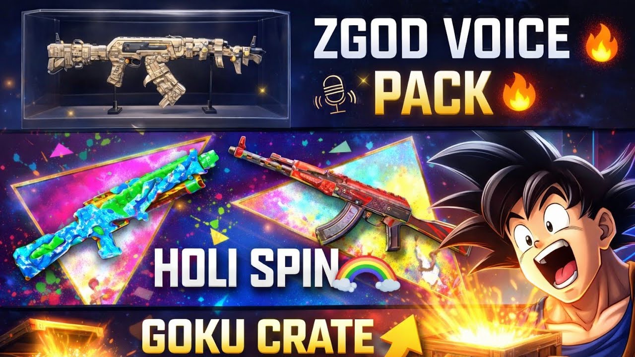 Bgmi Holi spin and zgod voice pack and goku crate opening explain UC trick for you guys