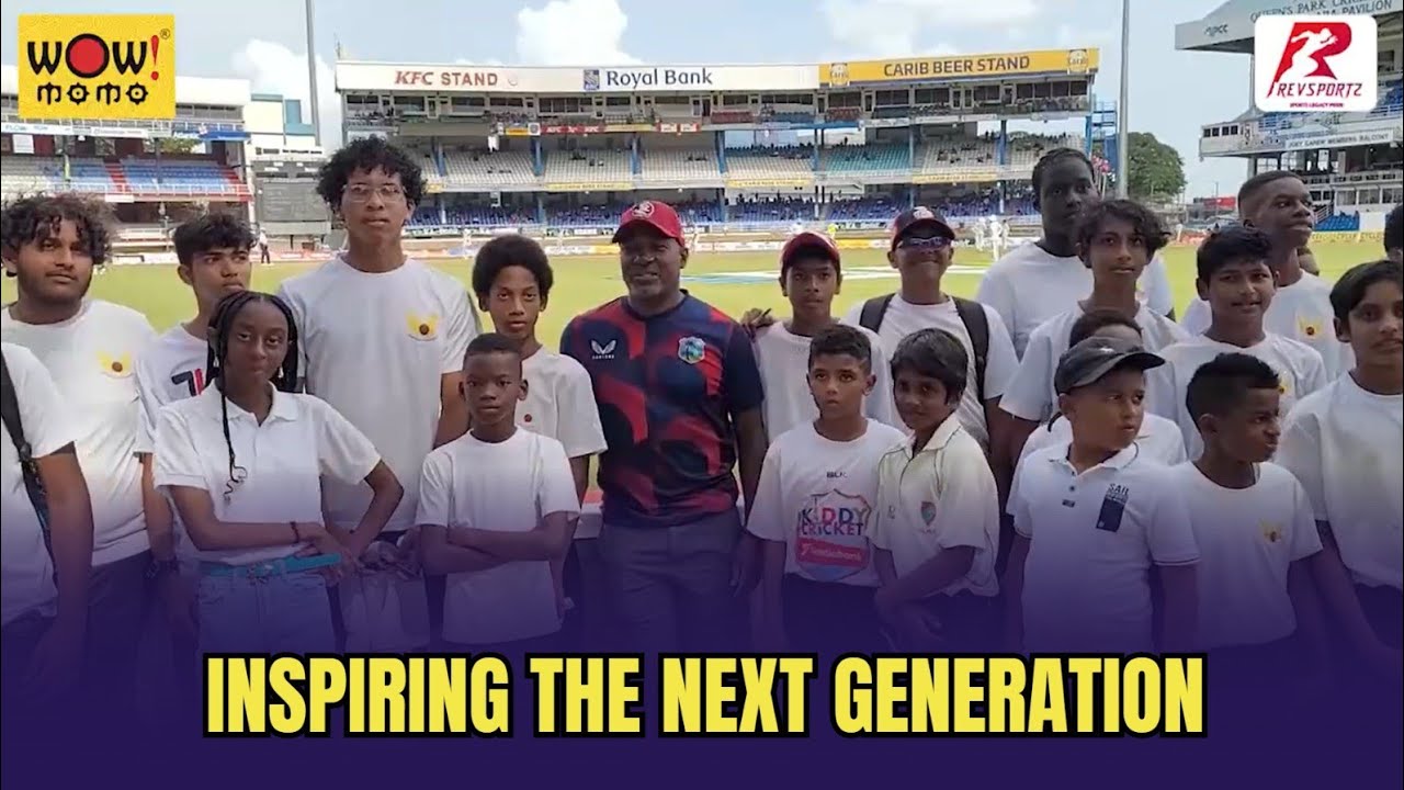 What is Prince of Trinidad Brian Lara doing with these kids at Queens Park Oval? | WIvsIND
