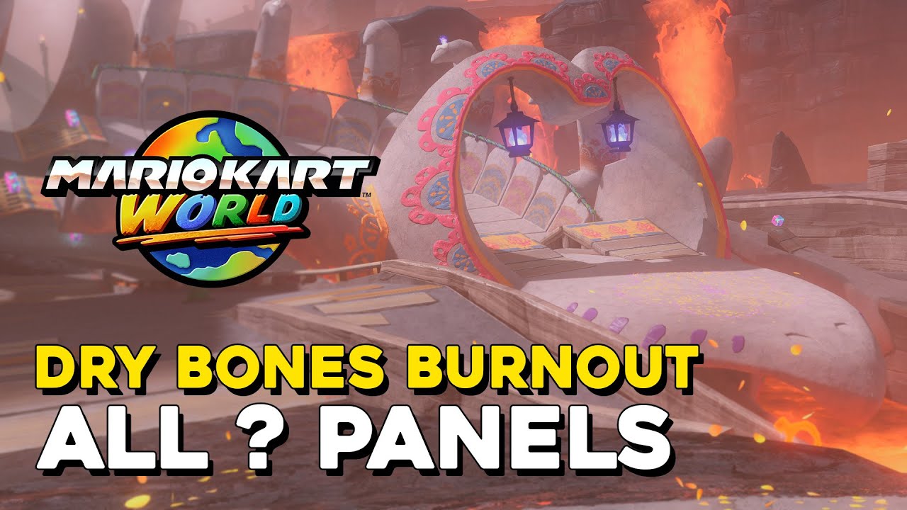 Mario Kart World Dry Bones Burnout All ? Panel Locations