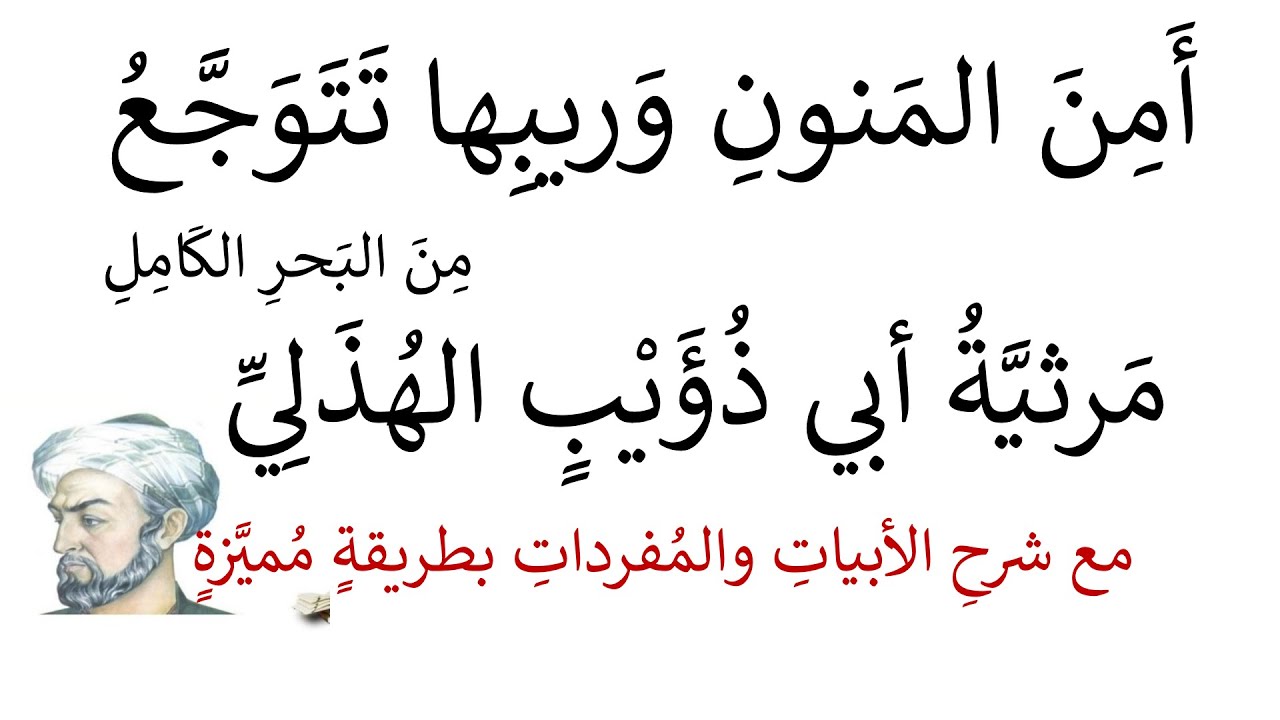 شرح مرثية أبي ذؤيب الهذلي المفردات والأبيات بطريقة مميزة واضحة