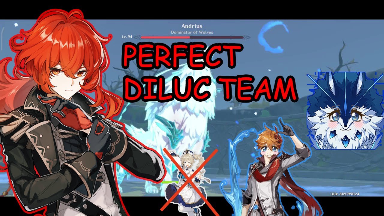 (Perfect?) Diluc Team Delete Everything (Vs Blizzard domain, Andrius, Childe) No Barbara