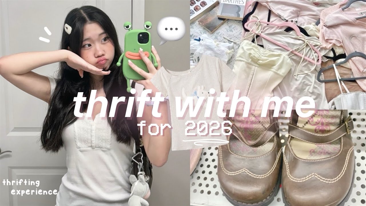 THRIFTING my DREAM CLOSET for 2026 👚 try-on haul + styling, pinterest inspired, aesthetic shojo girl