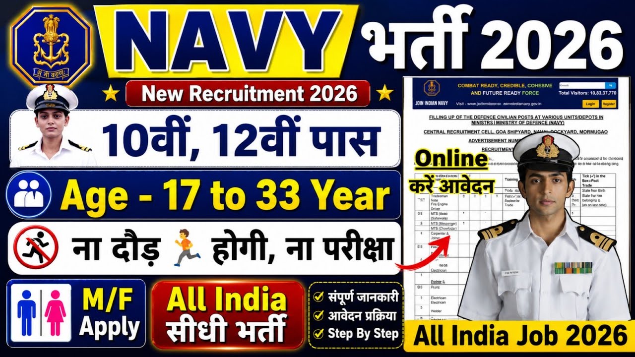 Indian Navy New Vacancy 2026 | Navy MR Recruitment 2026 | 10th Job 2026 |Indian Navy SSR Bharti 2026