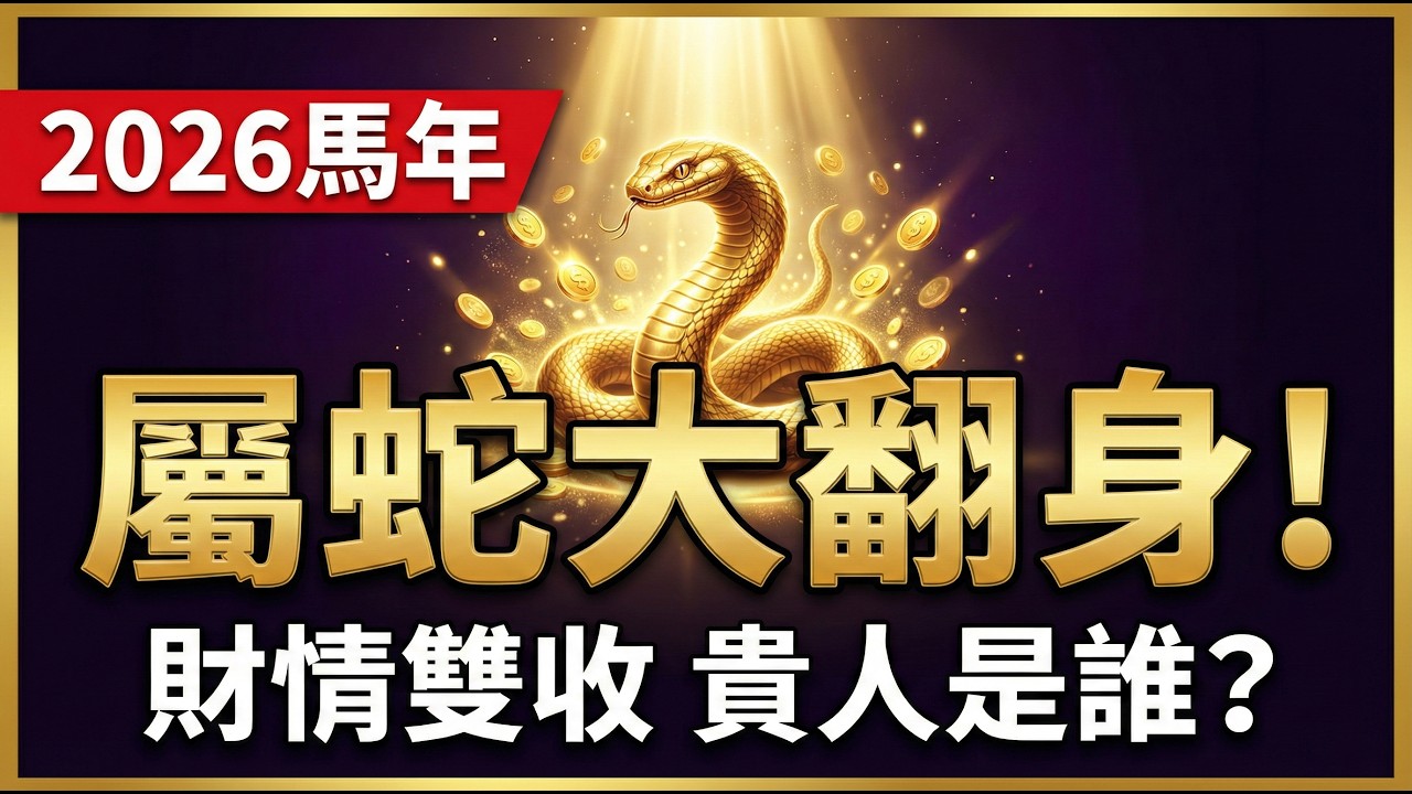 【屬蛇必看】馬年迎來大貴人，運勢大逆襲！2026年感情與財富將雙豐收，你準備好了嗎？#屬蛇2026運勢 #2026馬年 #2026生肖蛇運勢 #財運 #招財 #貴人 #生肖蛇 #屬蛇 #風水 #改運