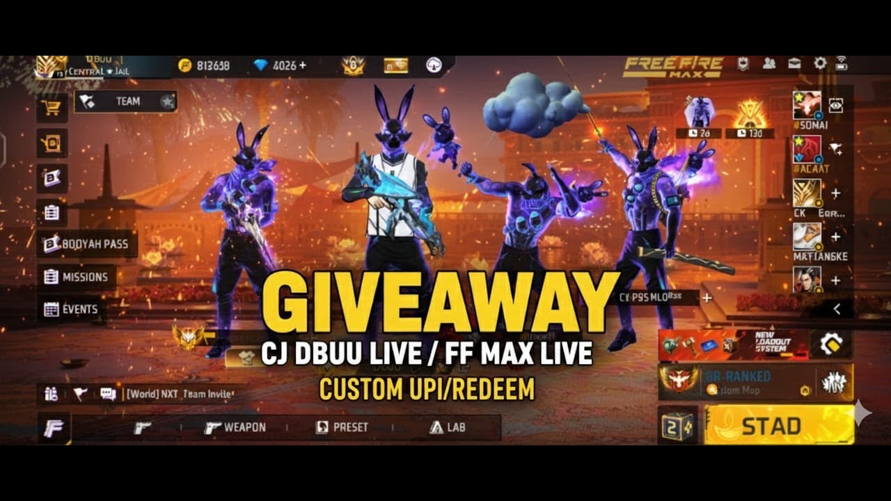GIVEAWAY CUSTOM UPI/REDEEM #giveaway #FREEFIREGIVEAWAYLIVE  #LIVEGIVEAWAY