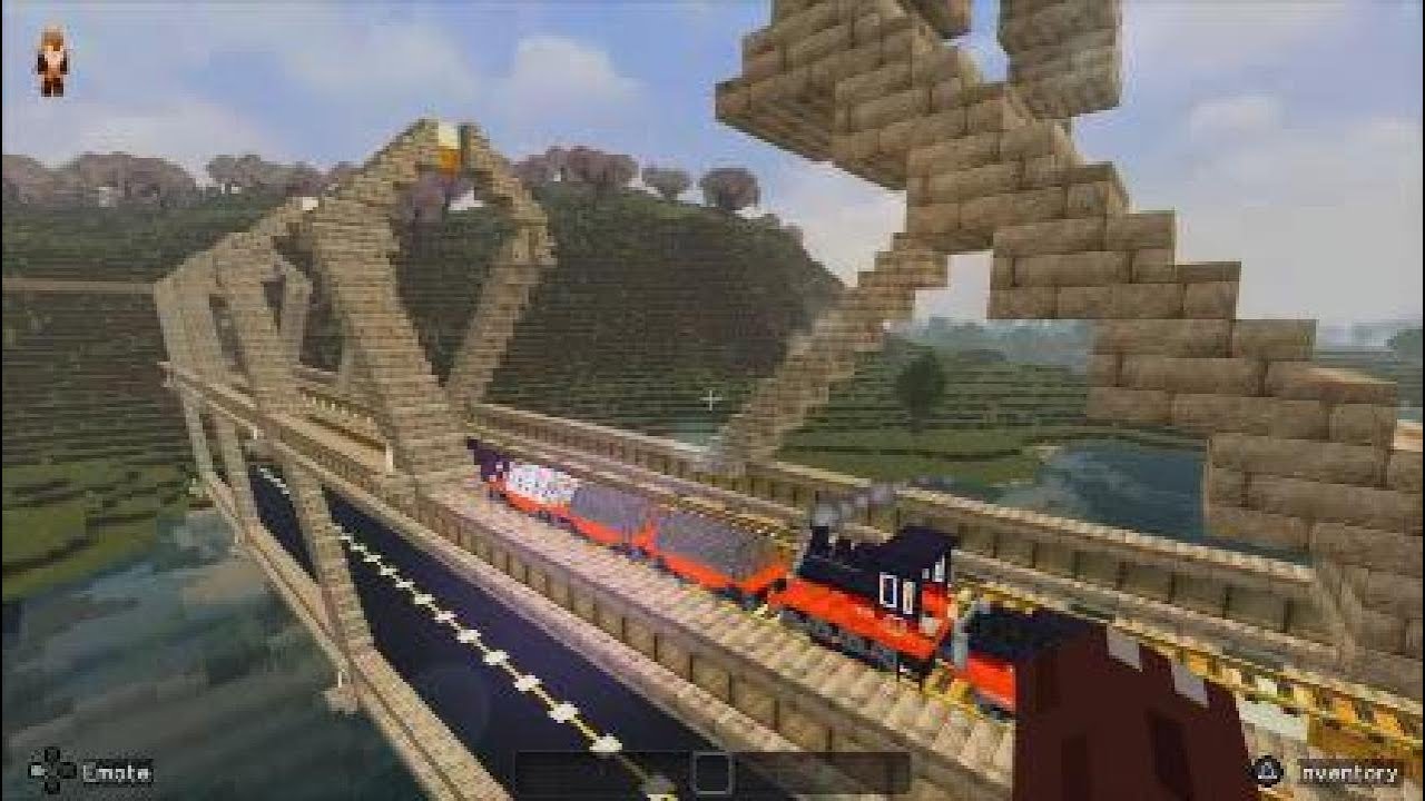 A minecraft world with nephew- Lamber yard 2.0 trains railway loop testing