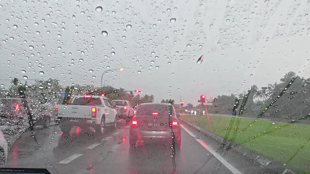 morning coastal drive heavy rain