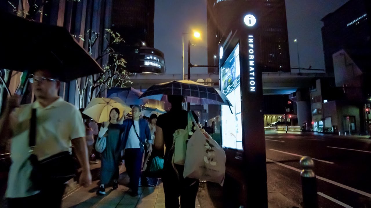 🇯🇵 Japan Walking Tour - Osaka Rain Night Walk | 4K HDR