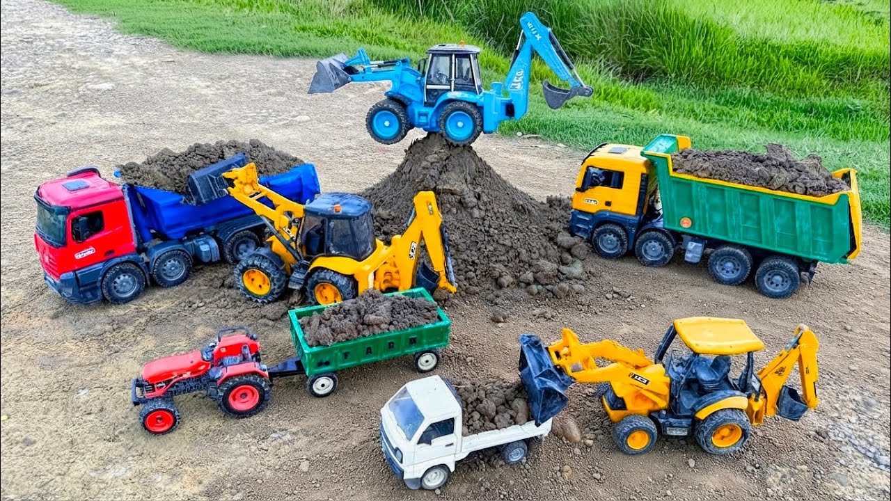 Heavy Duty JCB & Tractor Working Hard in Mud! 🚜 Mud Digging & Loading | Jcb Tractor Cartoon Video