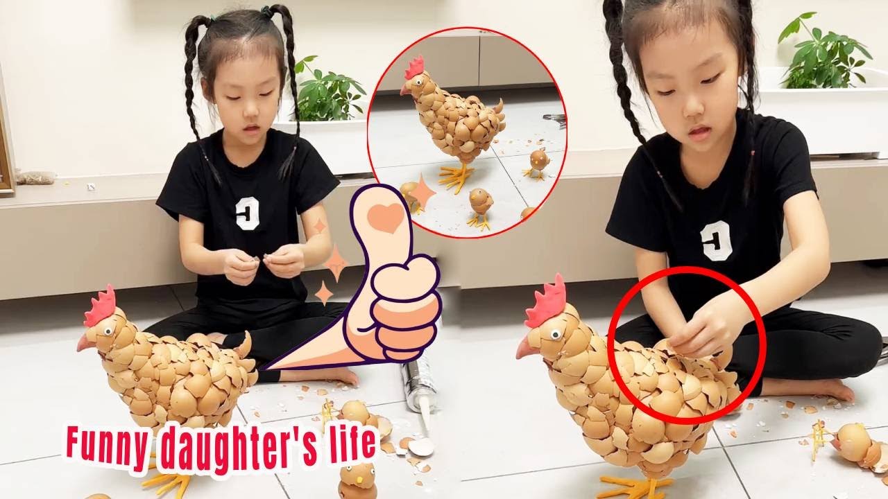How long has she been collecting eggshells? I've never seen such a rooster before!