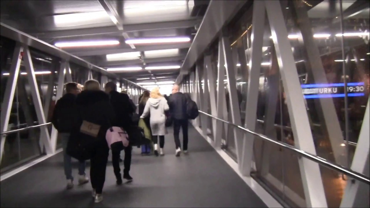 Boarding Silja Lines M/S Galaxy in Stockholm with ferry announcement