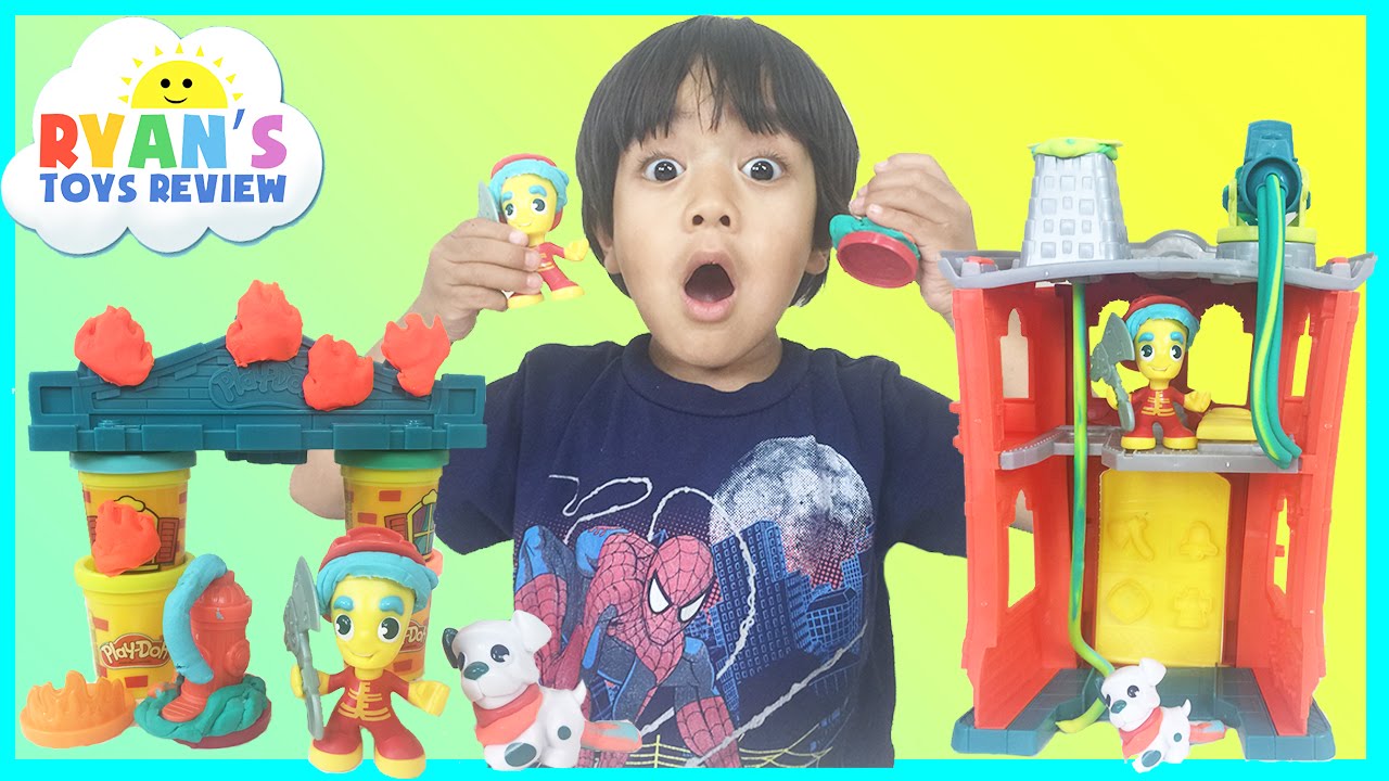 PLAY DOH TOWN FIREHOUSE Toys for kids Playdough video Ryan ToysReview
