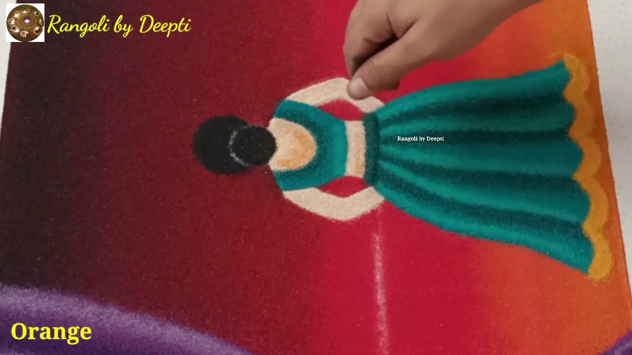Diwali special poster rangoli/Scenery rangoli for Diwali/Diwali scenery rangoli/दिवाळी पाडवा रांगोळी