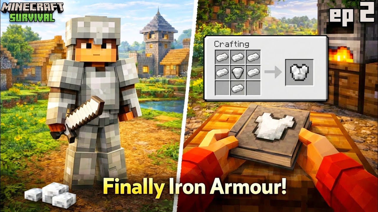 I craft My First Iron Armour | Sanitverse Minecraft Survival (EP2)