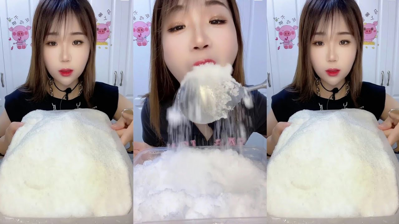 ASMT WHITE SHAVED ICE BY YY #ice #iceeating #kwai #crunchyasmr #asmr #asmreating #whiteice #asmrice