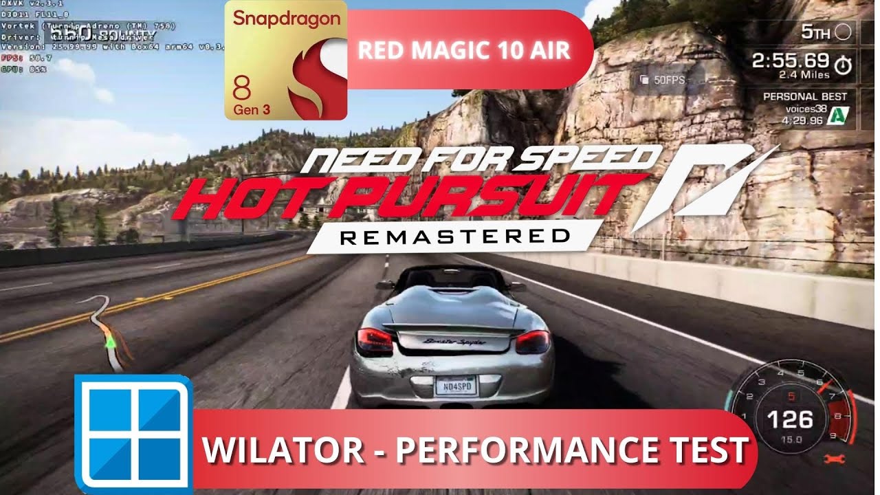 NFS HOT PURSUIT REMASTERED WINLATOR 10.1 AMOD REDMAGIC 10 AIR (8 GEN 3) 1080P GRÁFICOS NO MÉDIO