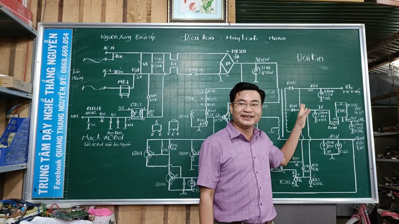 nguồn xung điều hòa, máy lạnh Daikin, hướng dẫn sửa chữa mạch nguồn