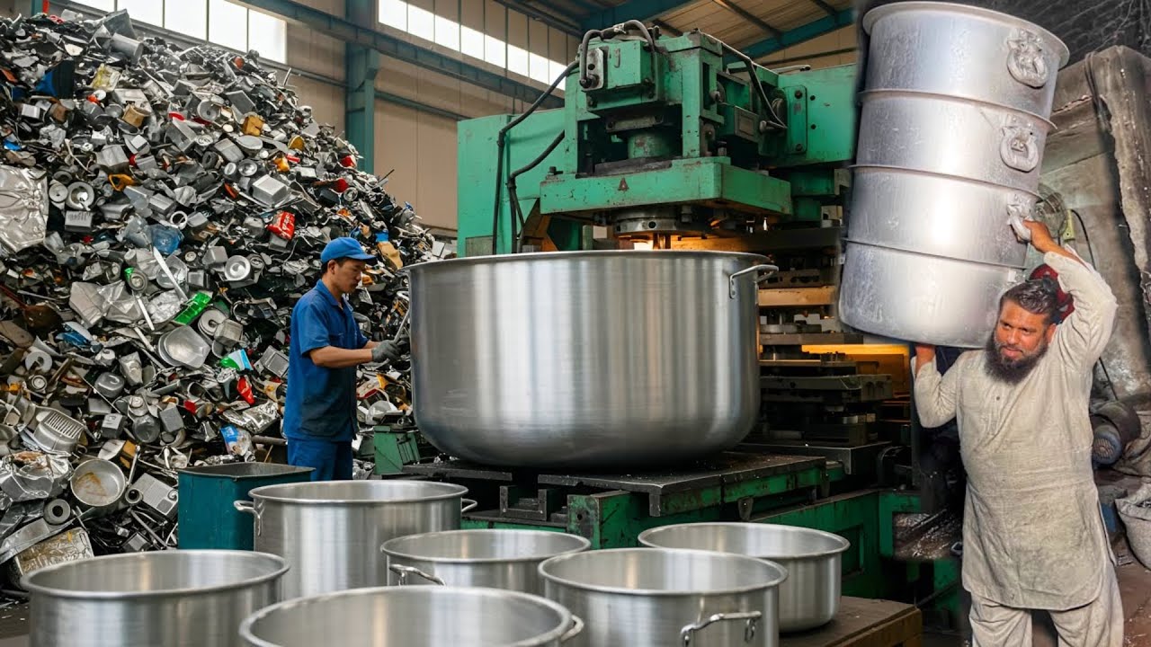 Incredible Factory Process of Recycling Aluminum Scrap to Make Largest Aluminum Cooking Pots