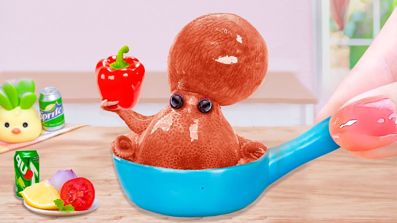 🐙 Gurita Goreng Mini Saus Korea Pedas! Super Lezat dan Imut ✨🍴Tiny Tasty Kitchen
