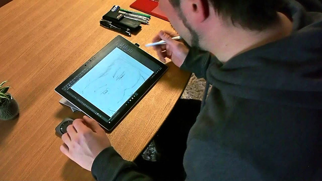 Surface Pro 4 + Wacom Expresskey Remote for art!