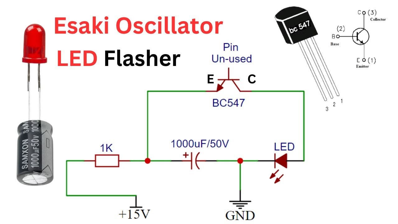 Esaki Oscillator | LED Flasher Circuit using BC547 NPN Transistor |