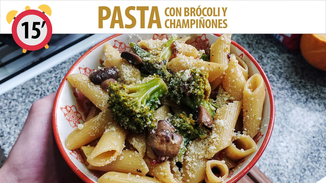 Deliciosa receta de pasta con brócoli y champiñones en menos de 15 minutos