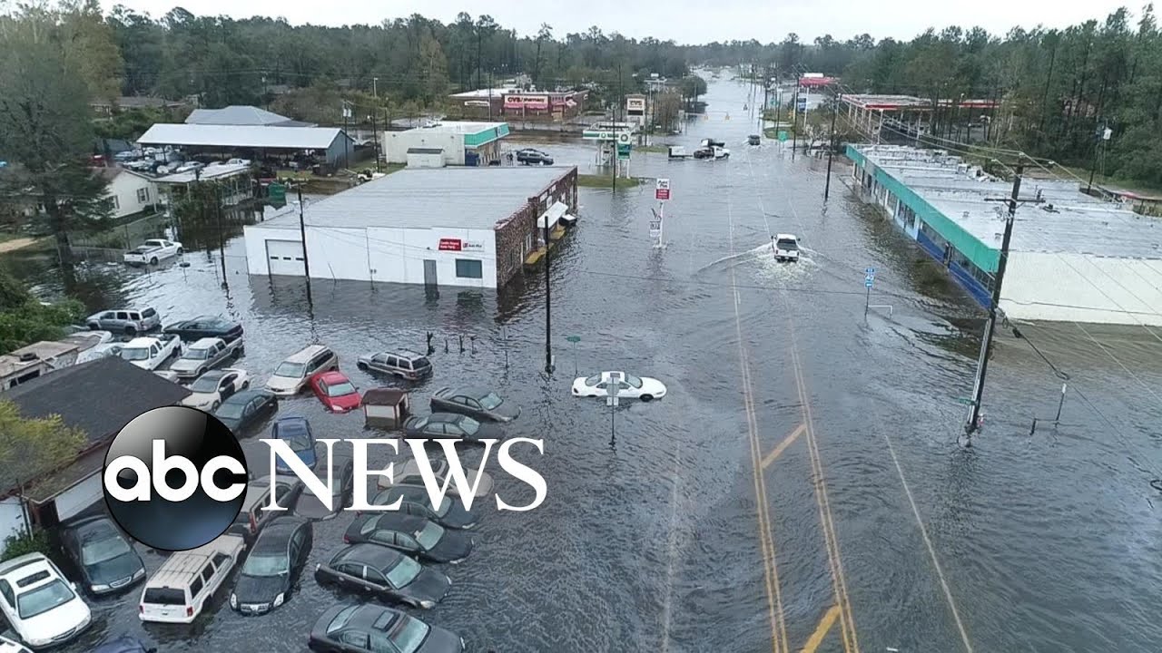 View of the damage from Hurricane Florence from above
