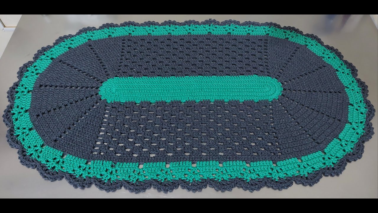 Tapete a crochet ovalado menta fácil, económico y rápido tutorial paso a paso - Aprendamos crochet