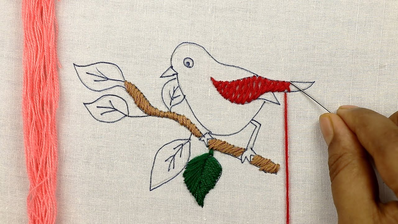 new 3D embroidery | gorgeous bird embroidery design with multi colored 3D embroidery stitches