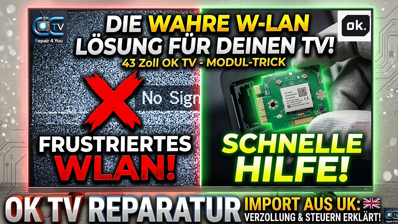 OK TV 43 Zoll ODL 43854UT-TFB Kein W-lan - No W-Lan - Wlan Modul defekt  W-Lan Modul Issue Import UK