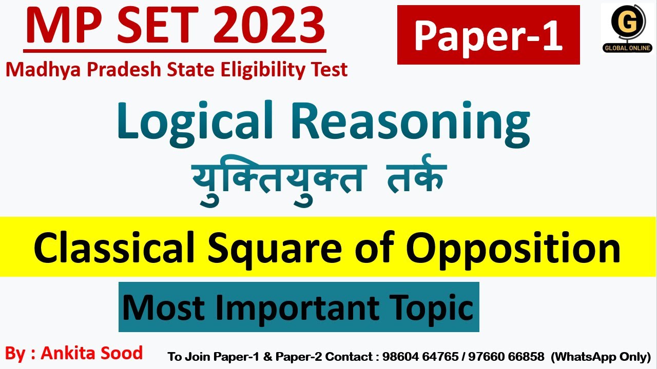 MP SET Paper 1 Preparation | Classical Square of Opposition in Logical Reasoning Madhya Pradesh SET