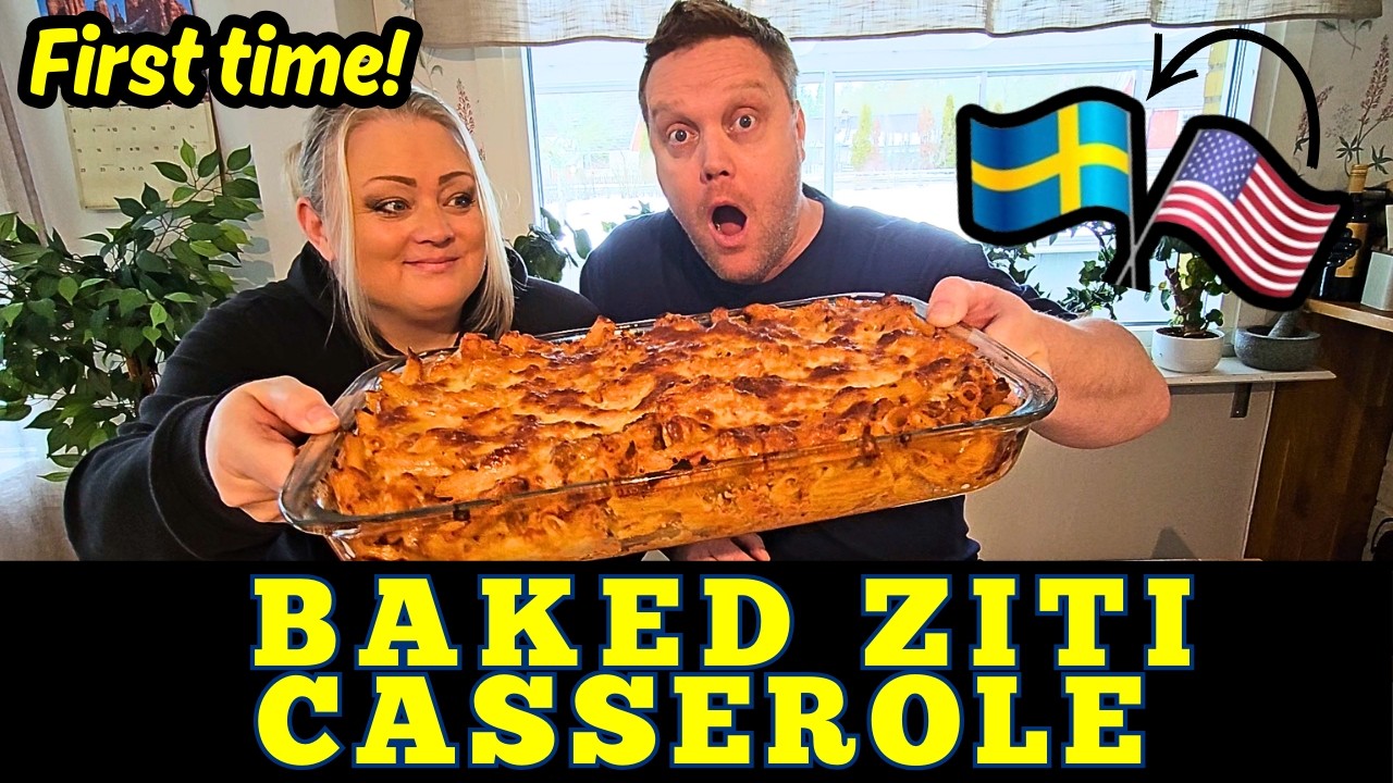 First time!! Swedish couple try Baked Ziti Casserole!
