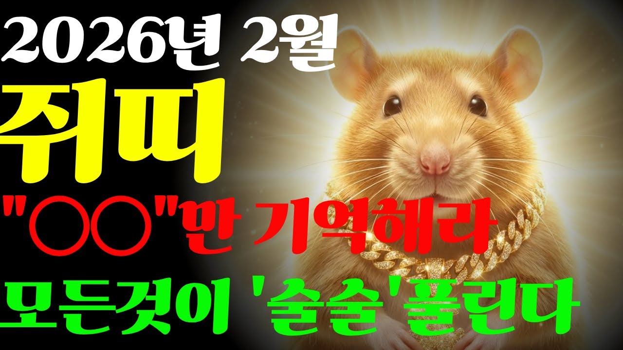 [미리보는 2월 쥐띠운세] 2026년 병오년 쥐띠 운세 총정리 금전운 재물운 인간관계 건강운 잠자리방향 행운의숫자  #운세 #띠별운세 #띠운세 #쥐띠운세 #풍수운세